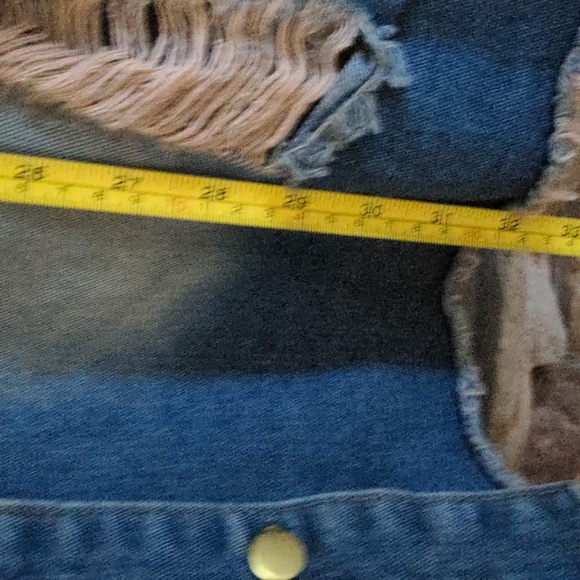 Distressed Long Denim Jacket With Unique Ripped Design On Back - Picture 7 of 8